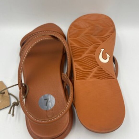 NEW Olukai Tiare Sandals Women’s Size 7 Fox Brown Leather Strappy Slip On NWT - Picture 9 of 13